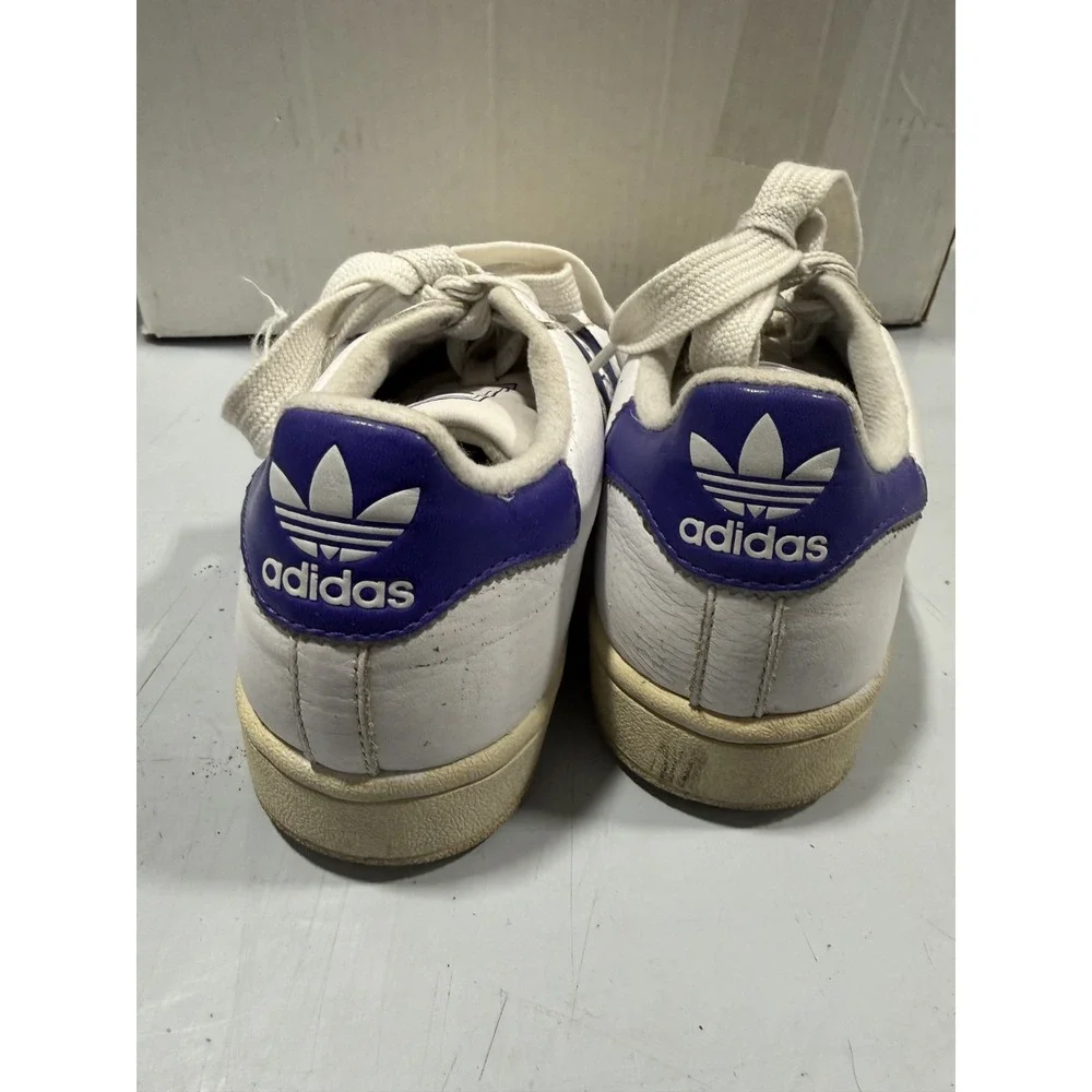Vintage Adidas White Purple Shell Toe 90s Sneakers Athletic Shoes Size 6